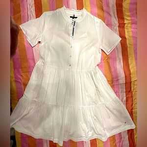Tommy Hilfiger Crisp White Cotton lightweight Dress Size Petite Small